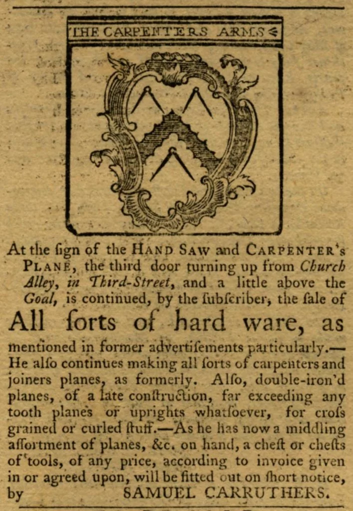 1767 advertisement for a double iron