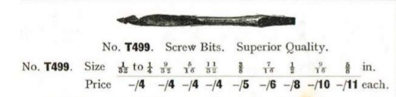"Screw bits" in a 1930 Tyzack catalog